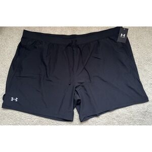 NWT Under Armour Black 7 Inch UA Launch Unlined Shorts Fitted Sz 5X Plus Men's